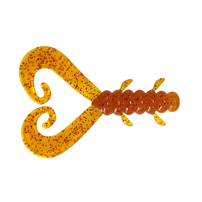 

HAWKLURE Soft Worm Bait 10pcs 40mm 0.8g Double Tails Soft Fishing Lure Bionic Shrimp Baits Trout Baits, 6 colors