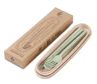 

biodegradable straw wheat cutlery set for outdoor picnic