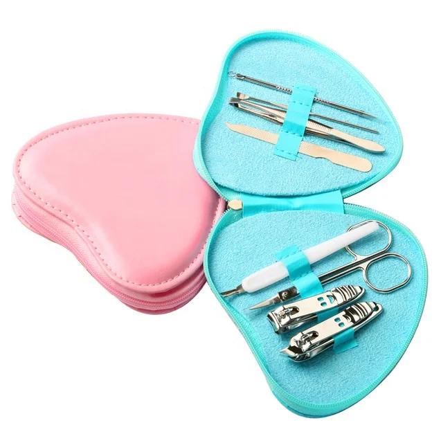 

New Design 8pcs Nail Clippers Heart Shape Manicure Fancy Design Pedicure Set, As pictures