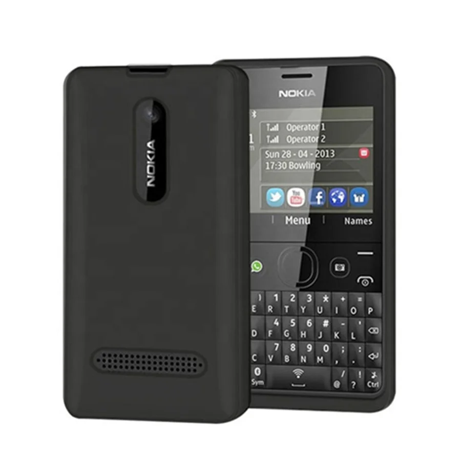 For Nokia Asha 210 Unlocked Phone GSM 2.4'' Dual SIM Cards 2MP QWERTY English Keyboard Refurbished Mobile Phone