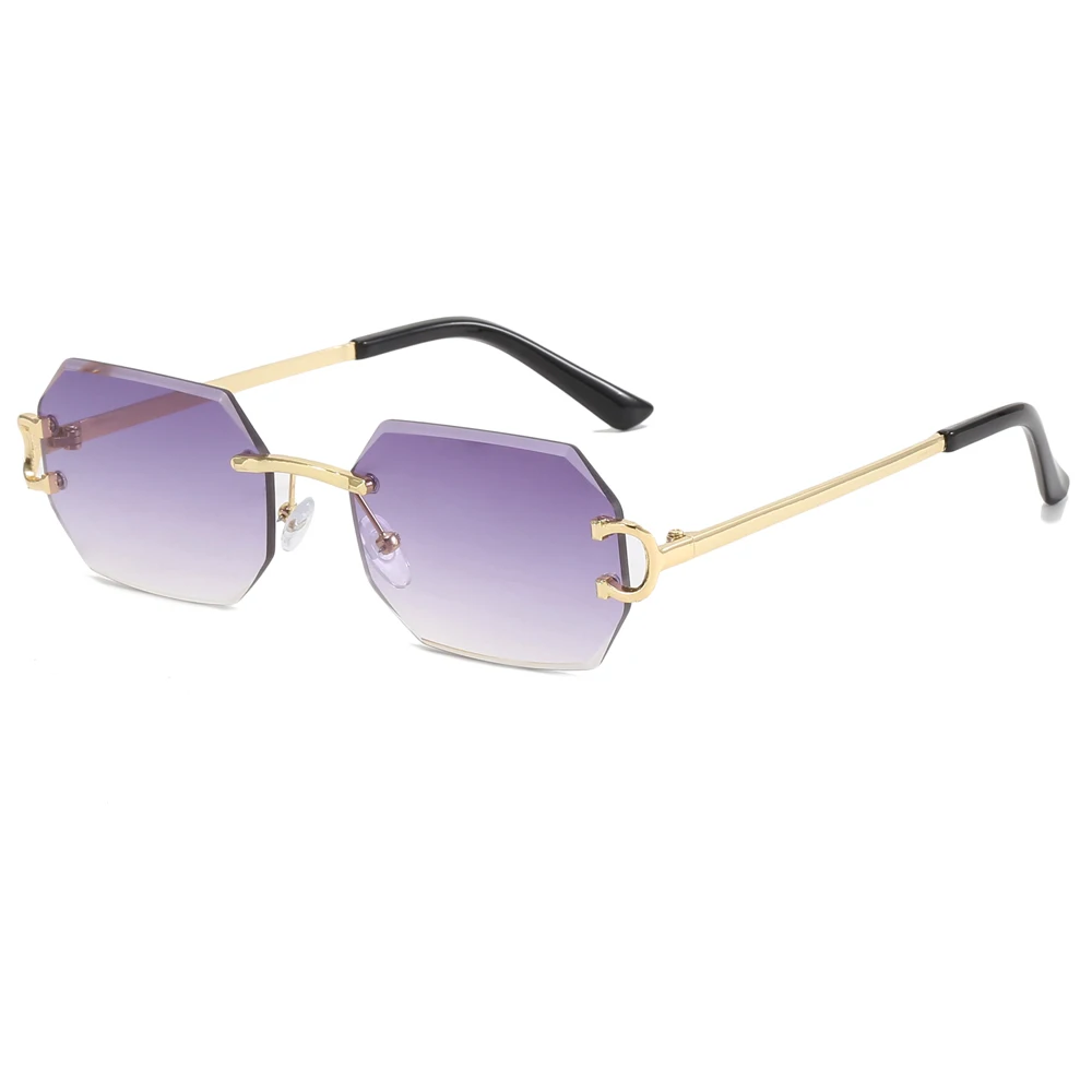 

Superhot Eyewear 52108 Fashion Diamond Cut Sun glasses Tinted Unisex Rimless Sunglasses