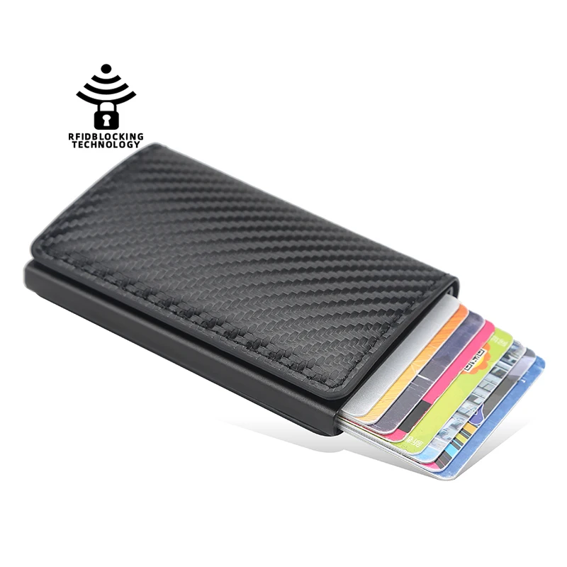 

Baellerry Wholesale Slim Anti-theft Card Holder Pop up ID Automatic Card Holder Case Unisex Wallets Men RFID Italian, 5 colors