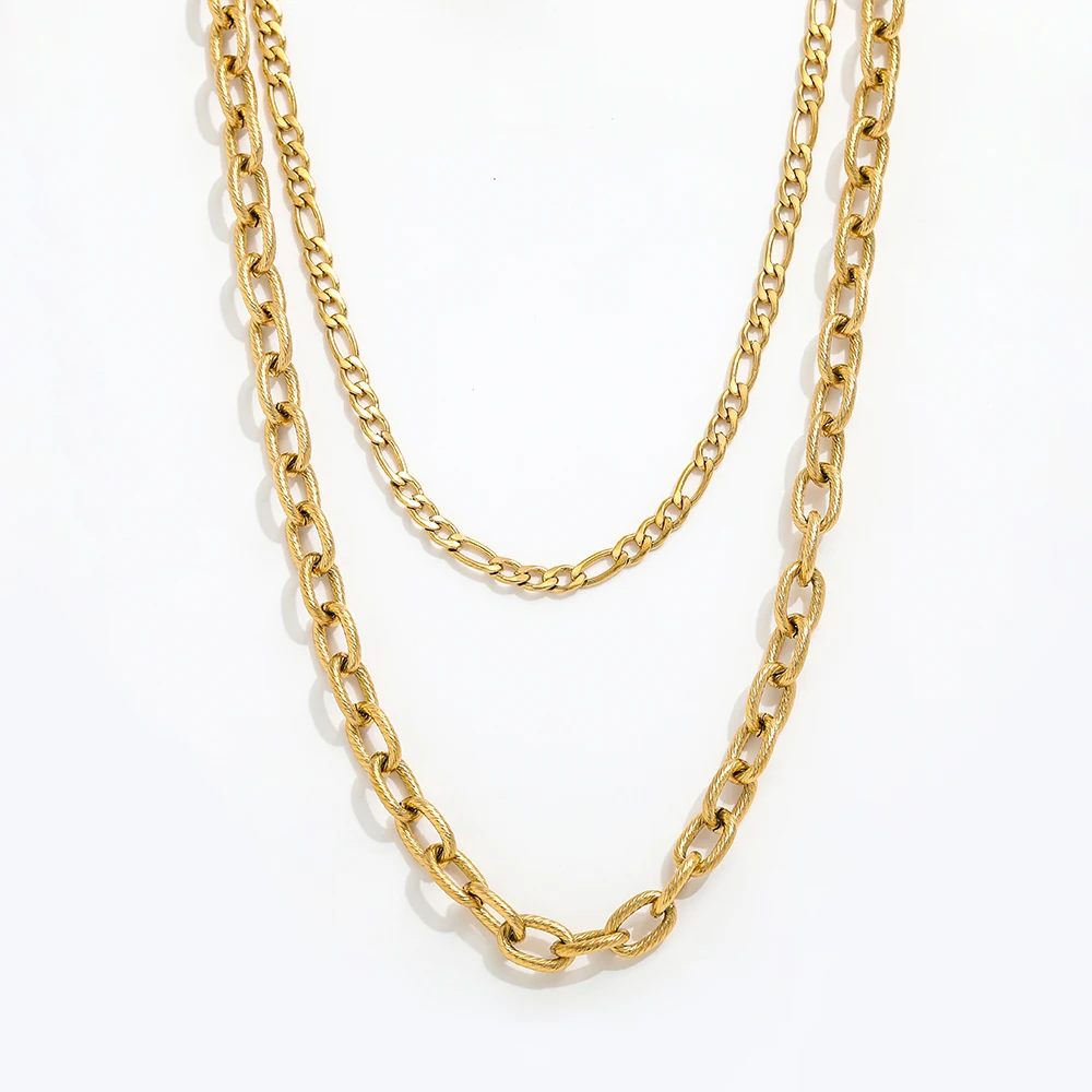 Joolim Jewelry 18K Gold Plated Twist Double-layer Link Chain Necklace Chunky Necklace