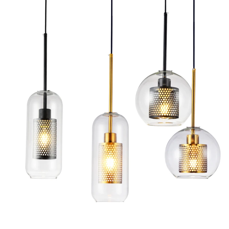 

Simig lighting modern simple led glass lamp shade brass decoration hanging fixtures pendant lamps for home decor, Golden/black/bronze