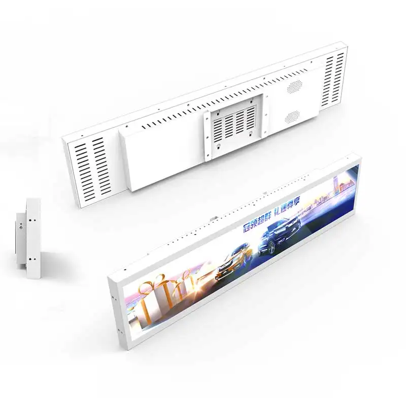 
38.5 inch stretch bar totem display lcd taxi high brightness strip wide supermarket led advertising screen 