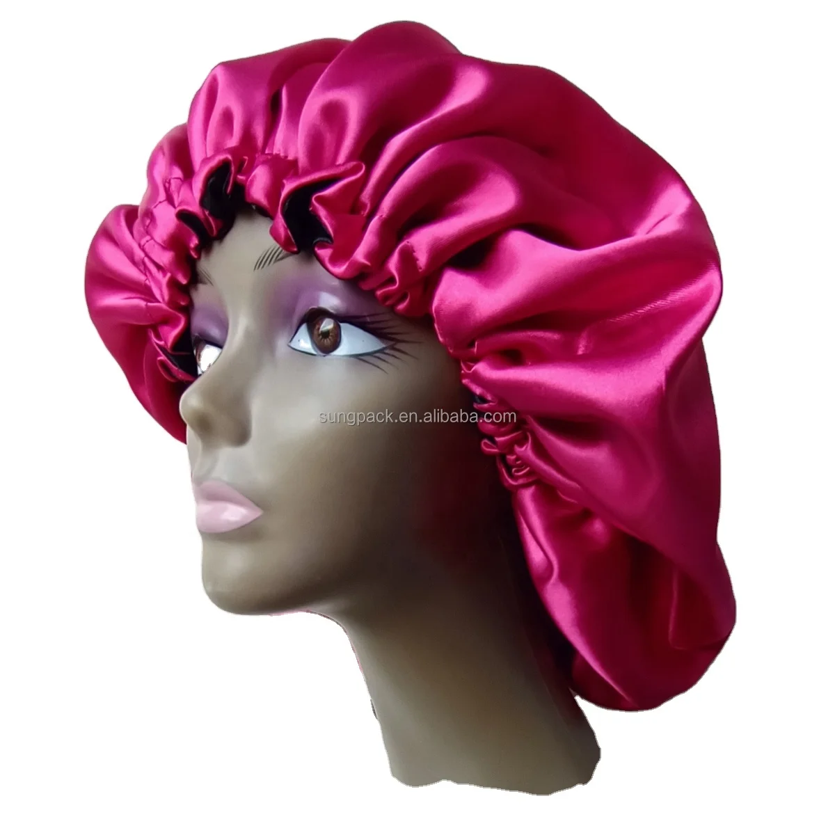 

Trigger Adjustable Double Layers Silk Braids Hair Bonnets with Custom Logo Drawstring Reversible Sleep Caps, Customize