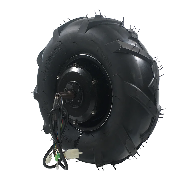 

7-15Km/h 500w 13 inch brushless mono shaft tractor tire wheelbarrow hub motor with gear, Black+silver