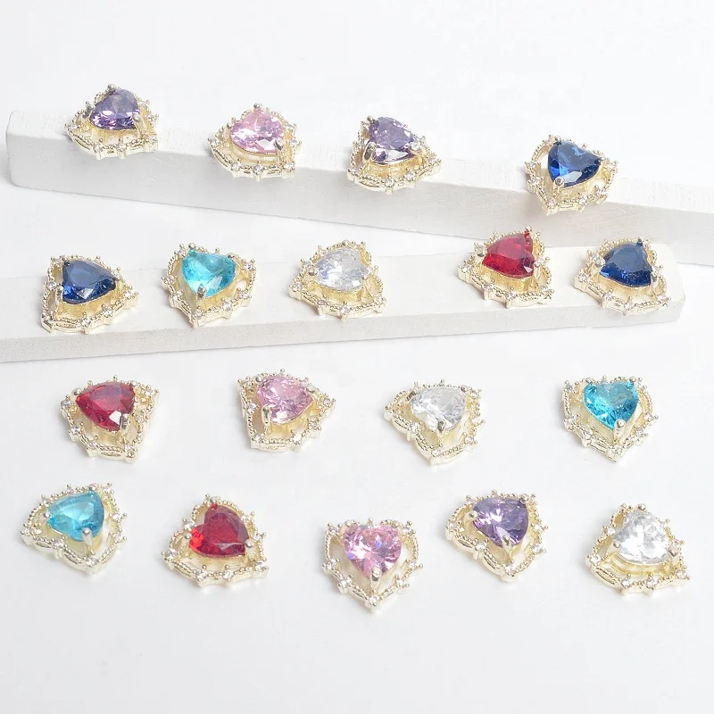 

Paso Sico Shiny Colorful Zircon Diamond Love Heart Rhinestone 3D Nail Art Charms for DIY Nail Accessories
