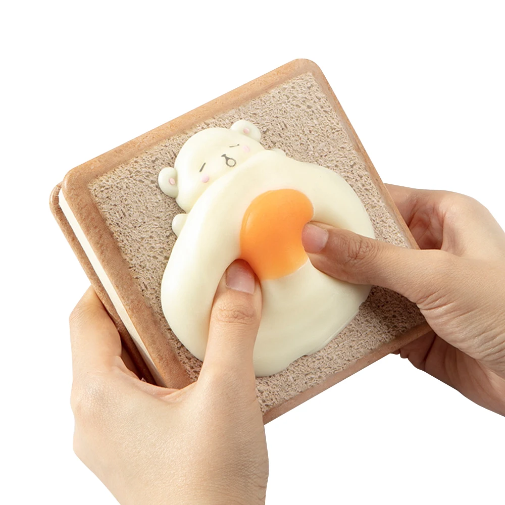 

Mini Kawaii Stationery Square Realistic Toast Bread Notebook Pu Cover Decompression Notebook