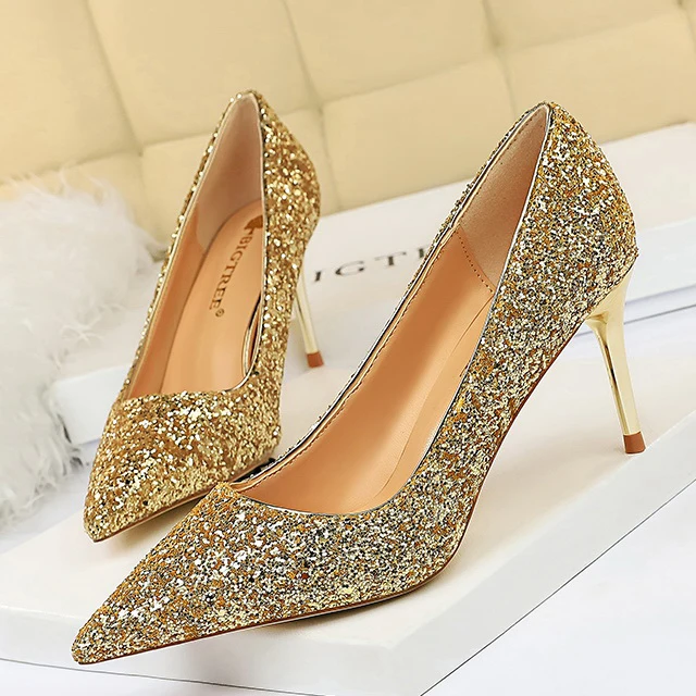 

2022 Wholesale Ladies Sexy Sequin High Heels Pumps Stiletto Shoes For Women