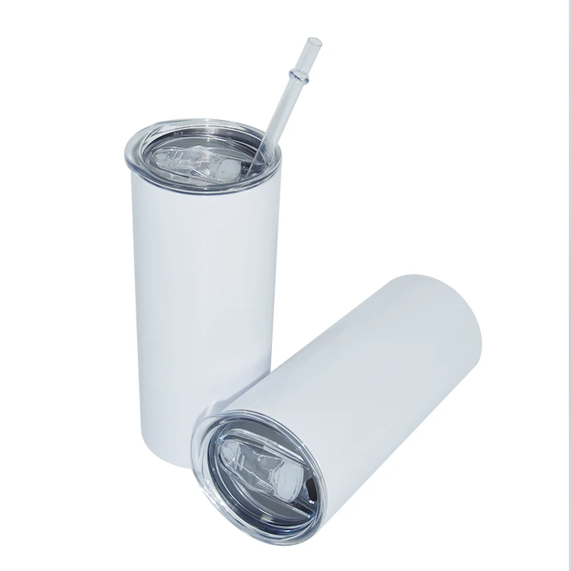 

Free shipping USA warehouse AGH 15oz 15 oz stainless steel vacuum insulated straight skinny sublimation blanks tumbler with lid, White color