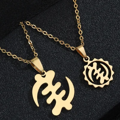 

Newest Stainless Steel African Symbol Pendant Necklaces Adinkra Gye Nyame Ethnic Jewelry High Quality 18K Gold Beauty Necklaces, Gold/silver