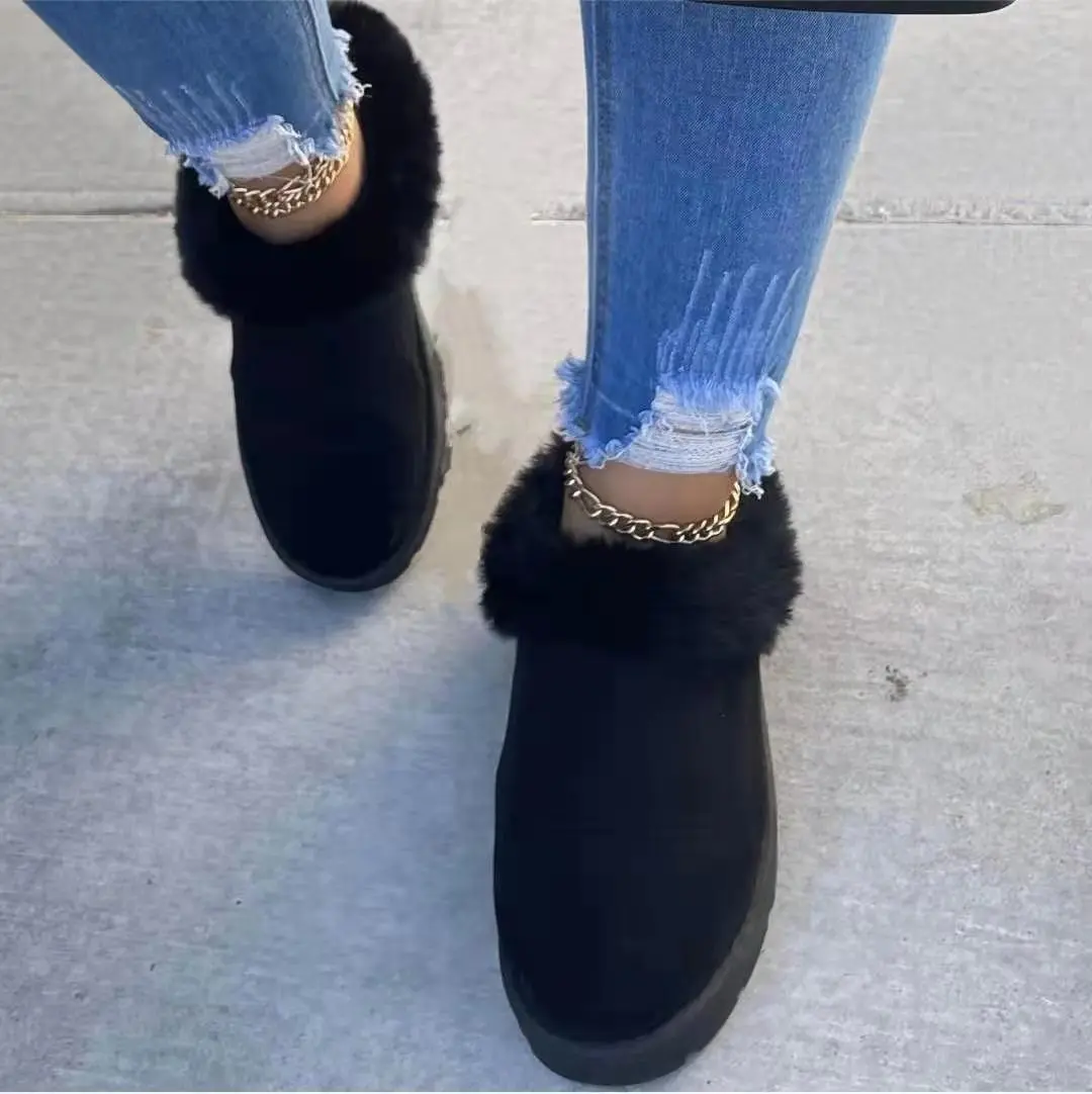 

Affordable Wholesale 2020 Winter Women Faux Fur Snow Ankle Boots Lady Girls Moccasins Outwear Thermal Loafer Shoes Plush Lining
