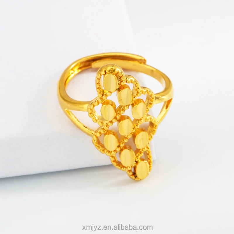 

Cross-Border Source Of Foreign Trade Prismatic Hollow Disc Shiny Brass Gold-Plated Ring Female Ins Wind Ring