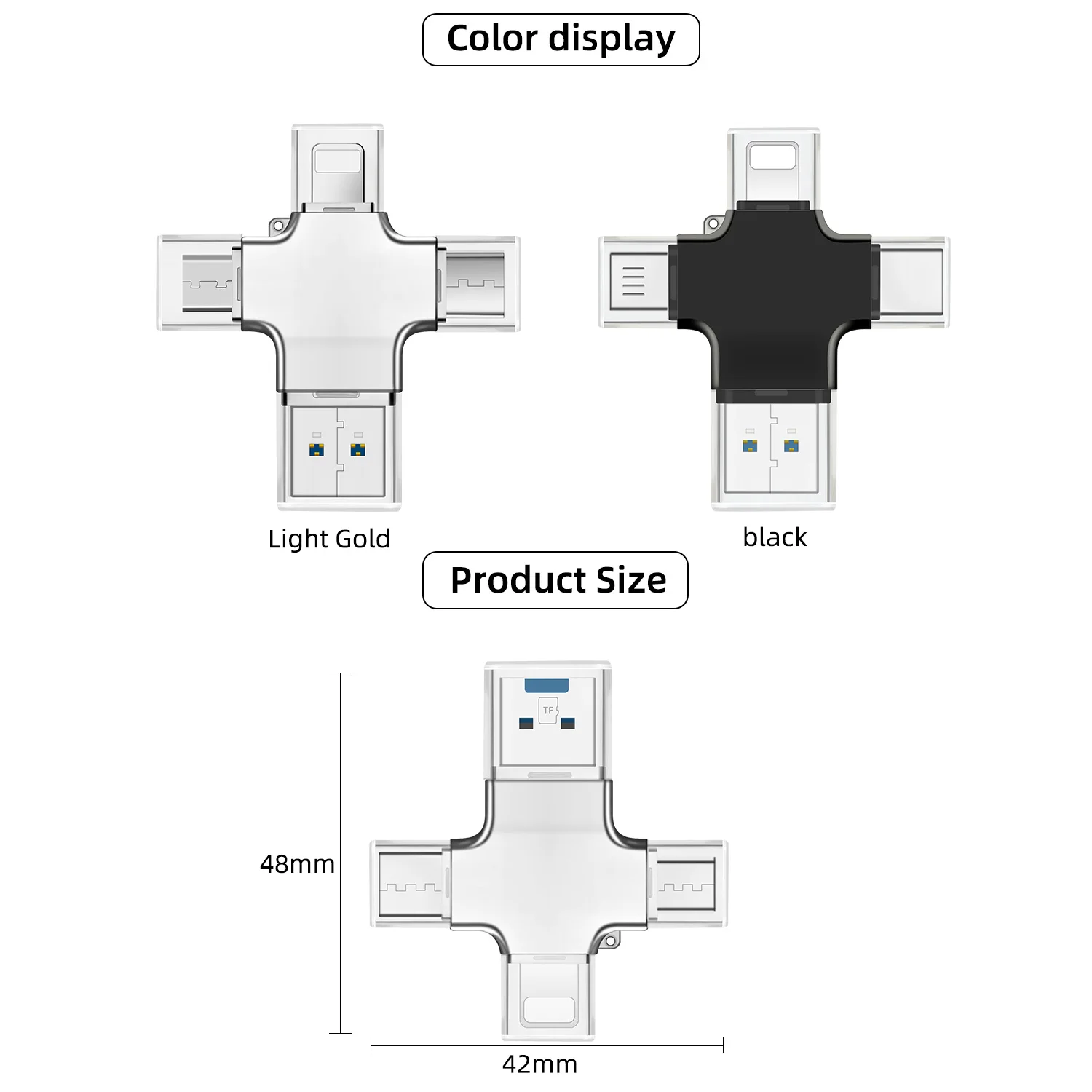 4 in 1 Type-c Lightning Micro USB/USB 2.0 Memory Card Reader OTG Micro TF Card Reader for Android Ipad iphone - ANKUX.COM