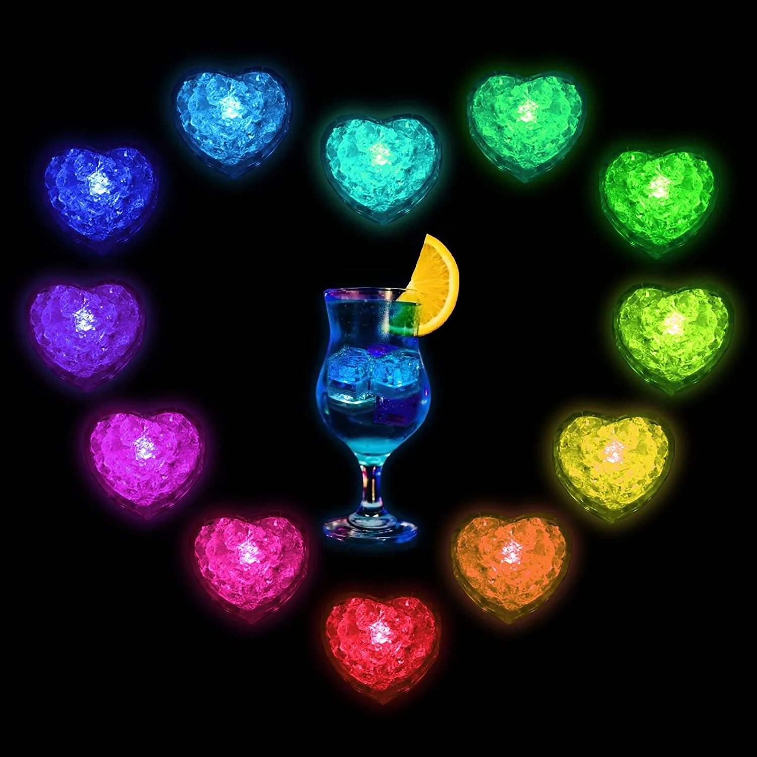 

Light Up Ice Cubes Multi Color 12 Pack Flashing LED Ice Cube Waterproof Drink Cubes for Weeding Bar Decoration