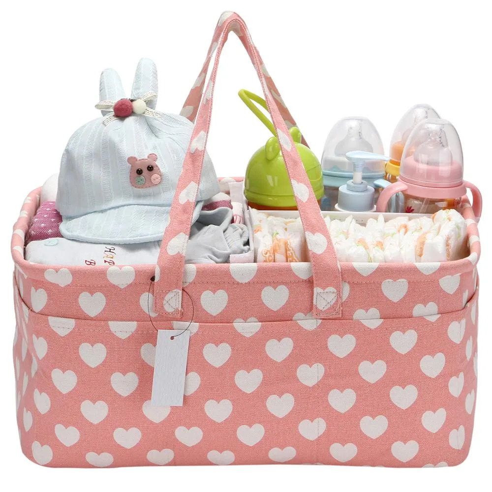 

QJMAX Multifunctional Mommy Baby Diaper Caddy Organizer Nursery Storage Bin &Car Travel Tote Bag With 10 Pockets, Grey
