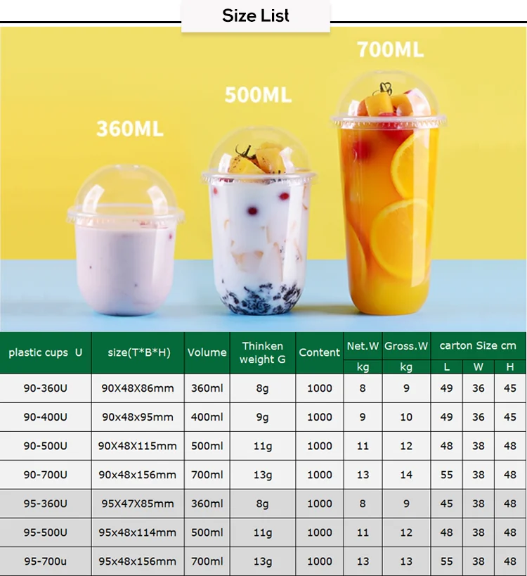 U shap plastic cups