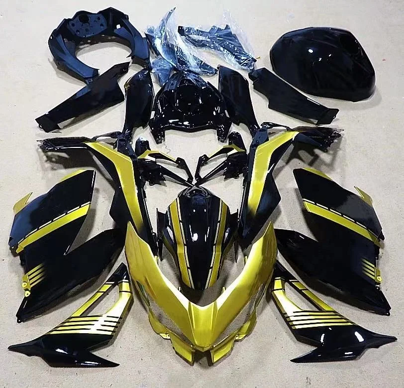

2021 WHSC Motorcycle ABS Plastic Fairing Body Kit For KAWASAKI Ninja400 2019-2020 golden black, Pictures shown