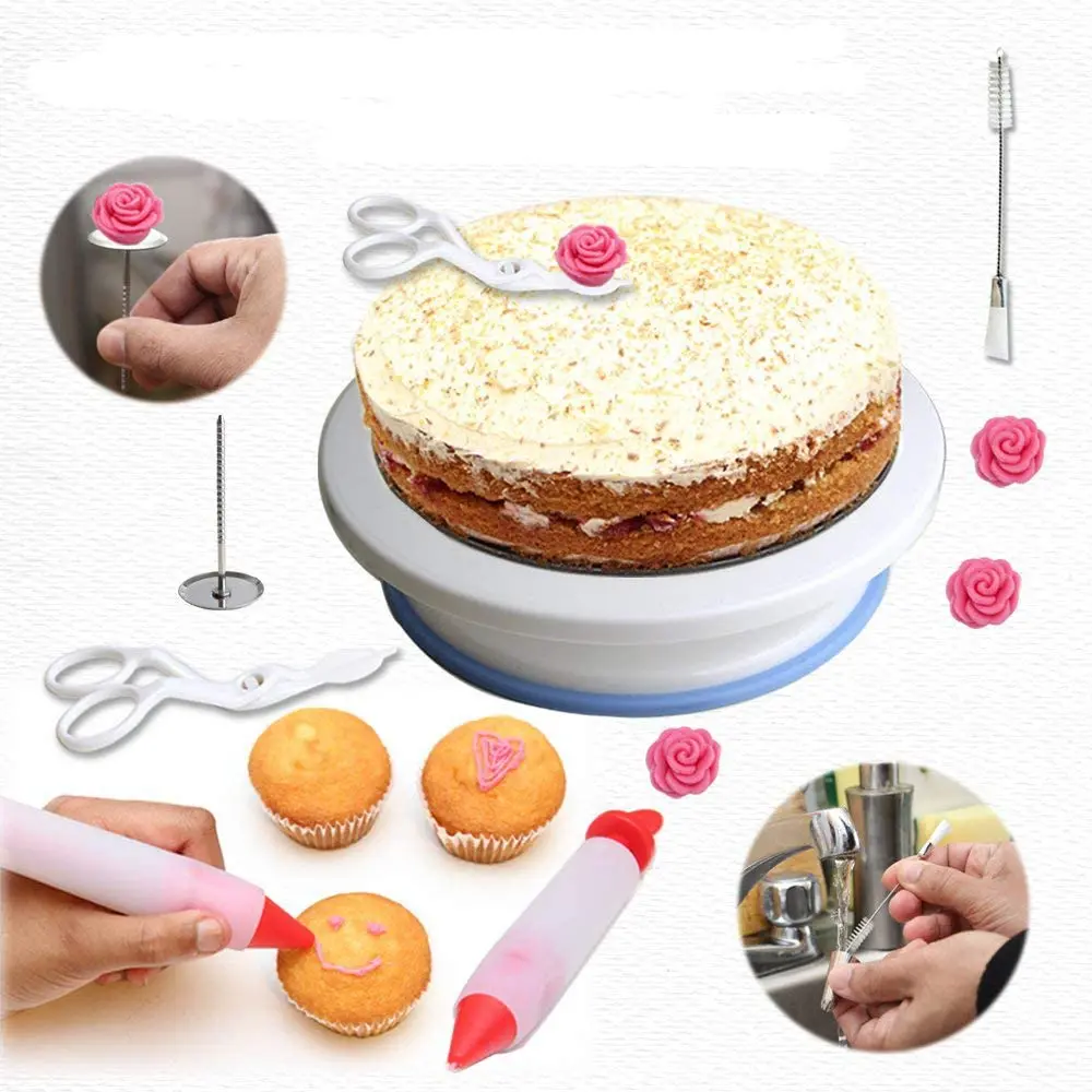 Piping Pastry Bags Cake Decorating kit Cake Decorating Supplies Kit for Beginners Nozzles Decorating Pen Etc Smoother Spatula Cake Scrapers 90Pcs Baking Accessories with Cake Turntable Stands 