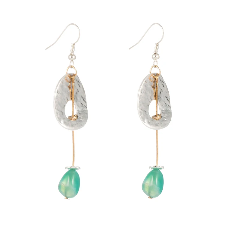 

Handcrafted Women's Jewelry Green Natural Stone Tassel Fashion Earrings
