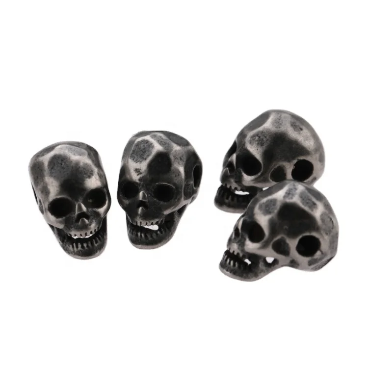 

2021 Cool Mens Custom Stainless Steel Skull Charm Beads for Bracelet Jewelry Making