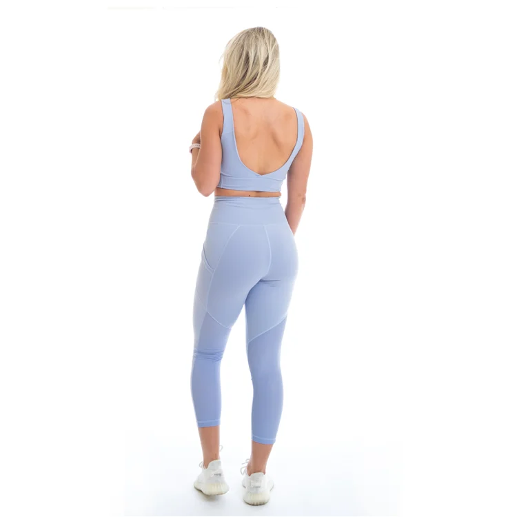 
Low MOQ custom high quality fitness compression yoga mesh set for women 