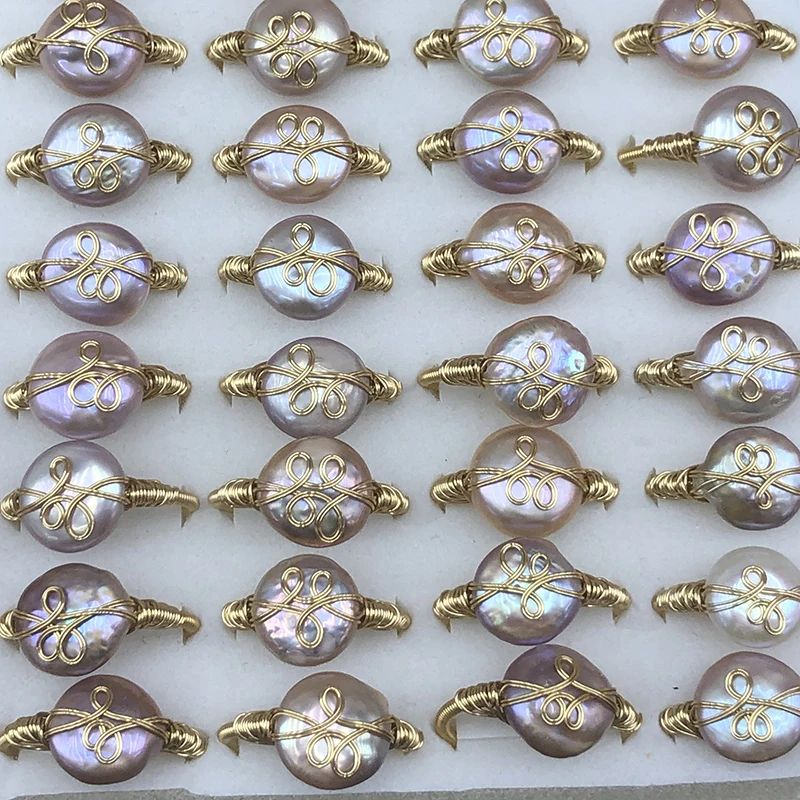 natural purple color  wire winding pearl ringflexible sizegood lusterclean surface