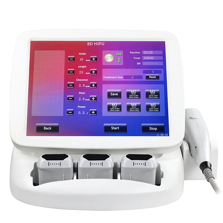 

2021portable home 8D12 lines hifu face lifting anti-wrinkle therapy machine ultrasound skin tightening body slimming hifu device, Gold and aliver