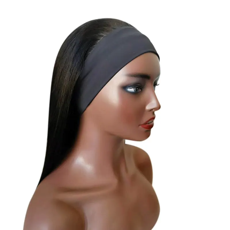 

Wholesale Virgin Brazilian Kinky Curly Water Wave Straight Human Hair Headband Wig For Black Women