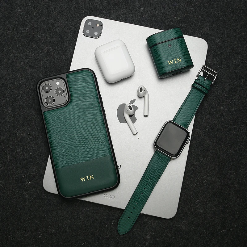 

Italian Leather Green Premium Phone Case Accessories for Iphone Custom Brand OEM Dropship
