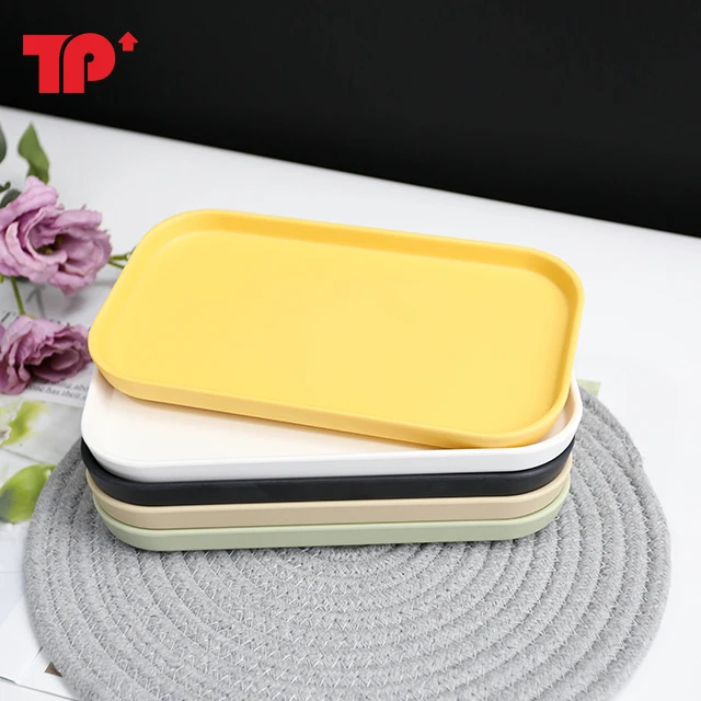

Hot selling customizable modern yellow simple melamine serving tray, Customized color
