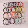 Wholesale 2019 Monogram Leather O Key Ring Custom Circle Bracelet Wristlet Keychain