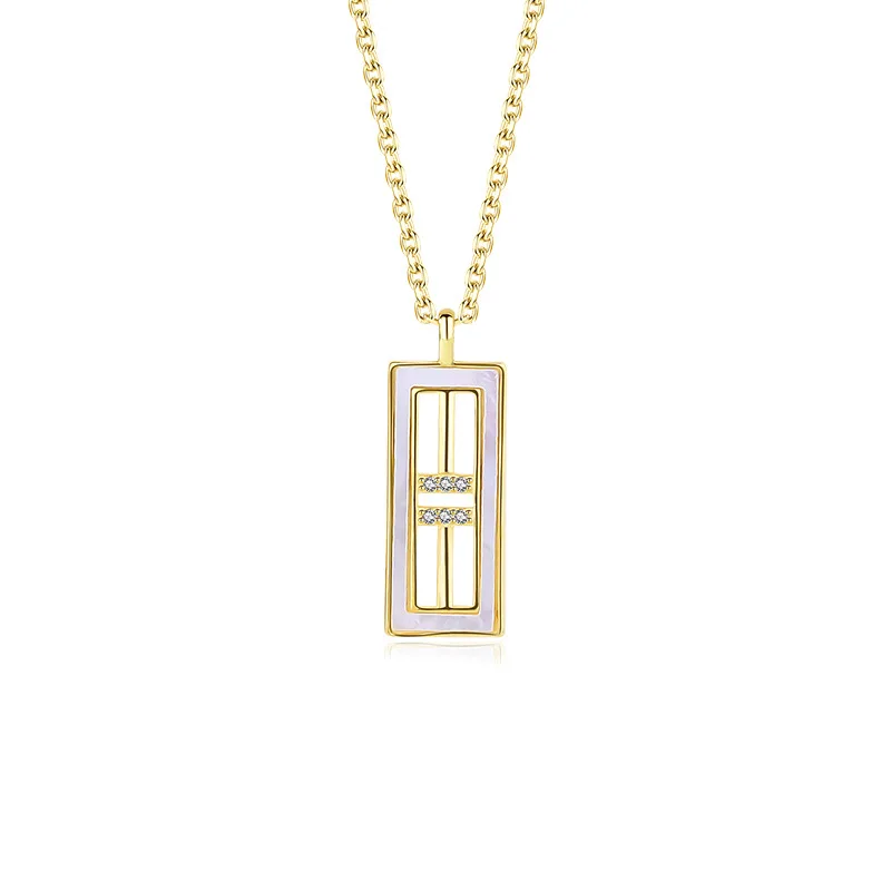 

VIANRLA 925 Sterling Silver Necklace Rectangle Pendant Zircon 18k Gold Plated Necklace For Women Jewelry Wholesale