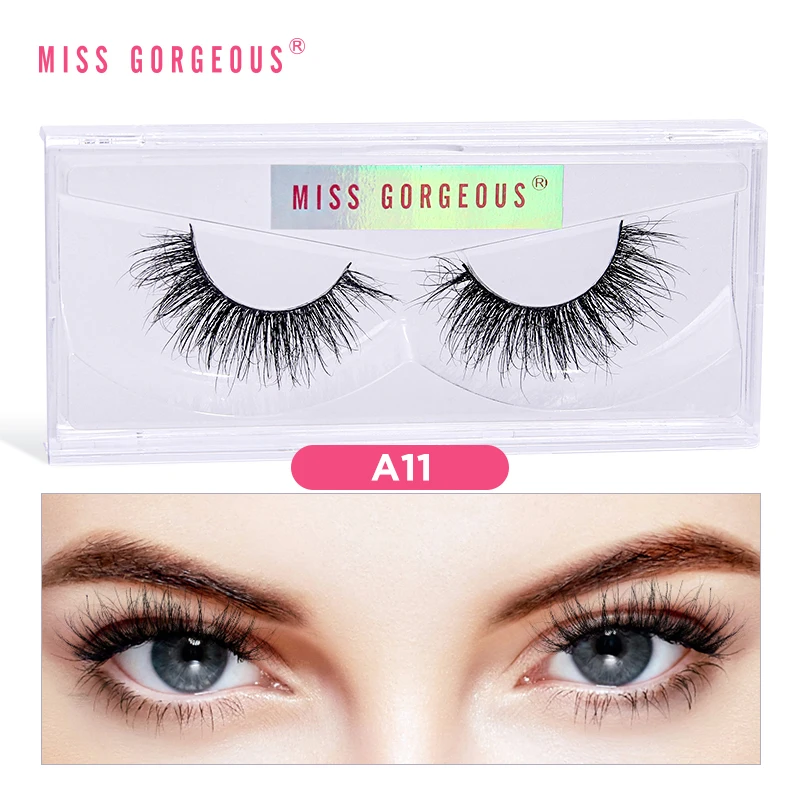 

Miss Gorgeous Mink Eyelashes Cruelty Free 16Mm 18Mm Short Fluffy Mink Eyelashes Natural Look With Clear Square Eyelash Box, Black