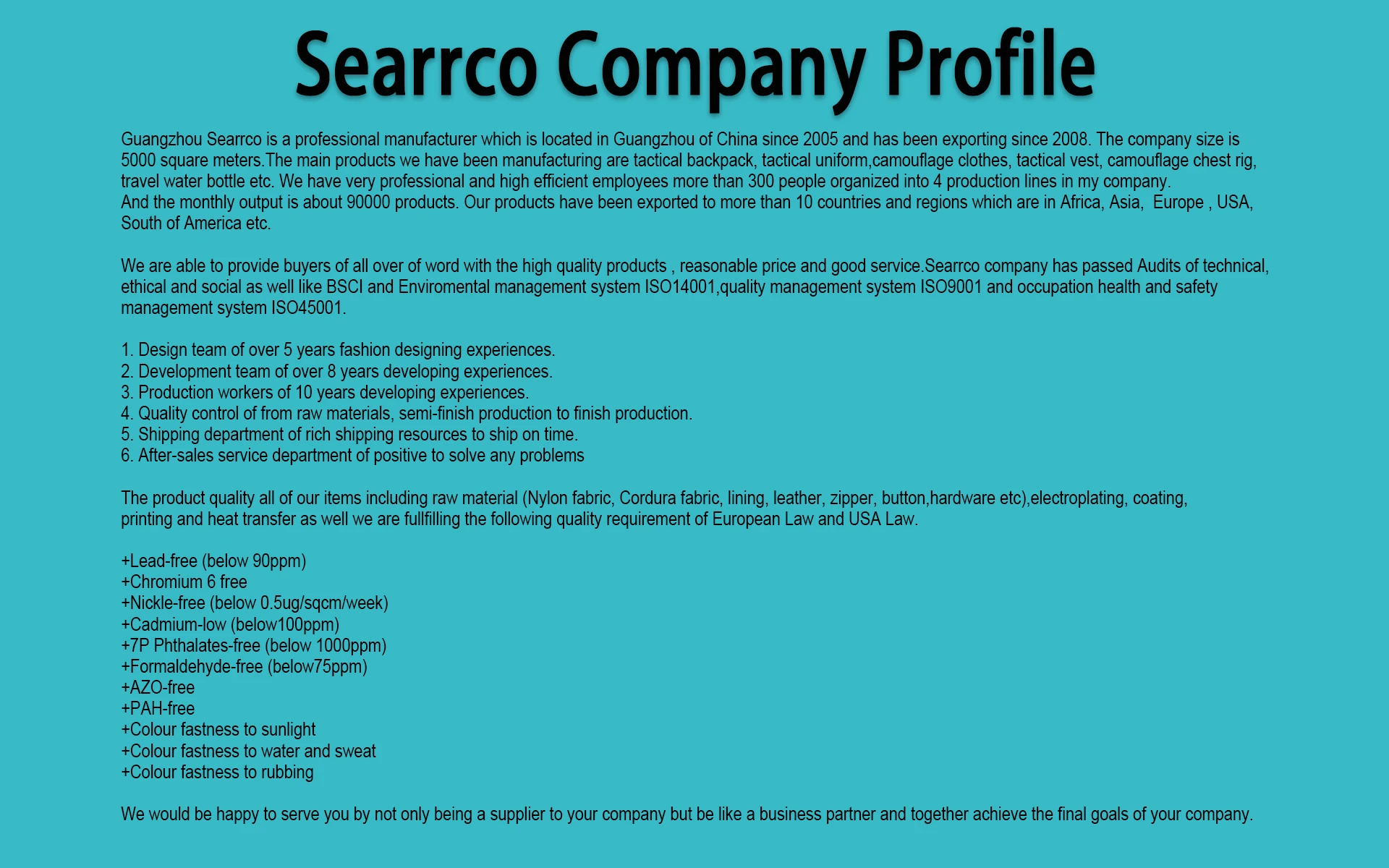 Searco Company Overview - Guangzhou Searrco Garment Accessory Co., Ltd.