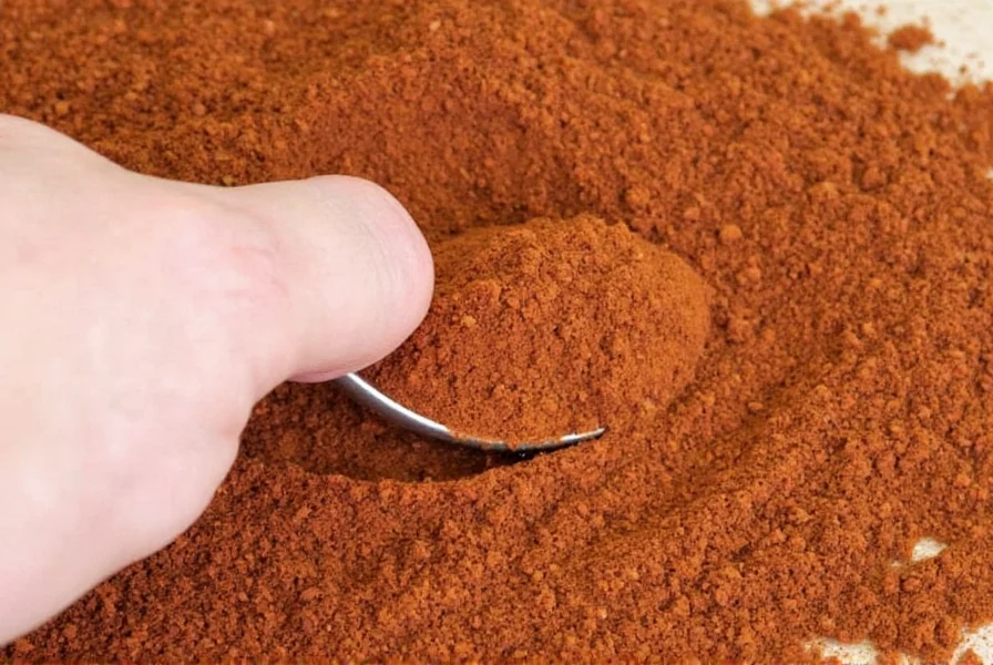 Ancho pepper powder in a spice jar