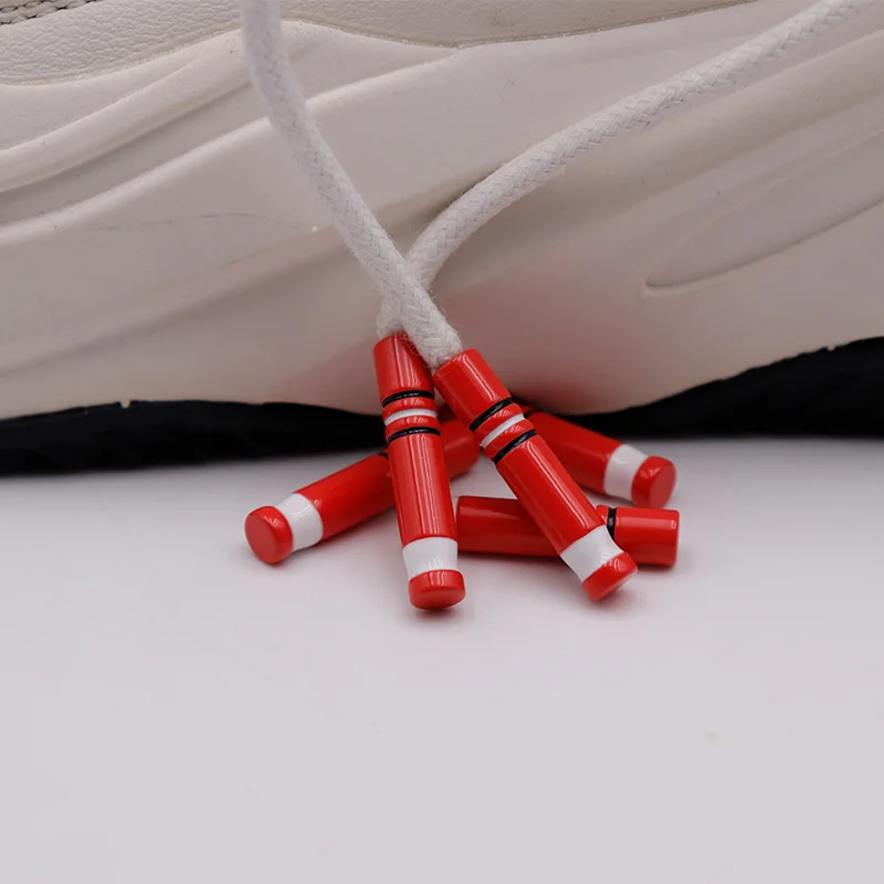 

Weiou Manufacturer Metal Shoe Decoration Shoelaces Tips Red Black And White Three Color Metal Head Aglets