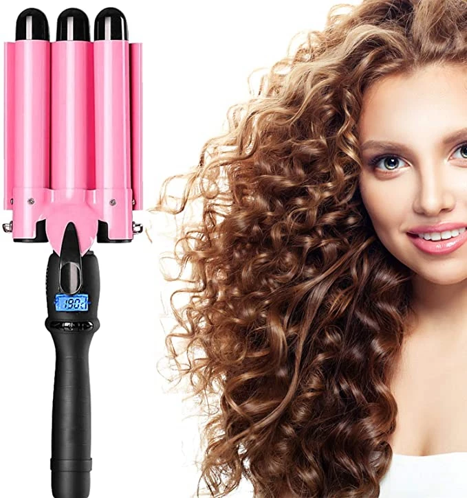 

Electronic Triple Barrels Ceramic Hair Curling Iron Professional Hair Waver Tongs Styler Tools for All Hair Types