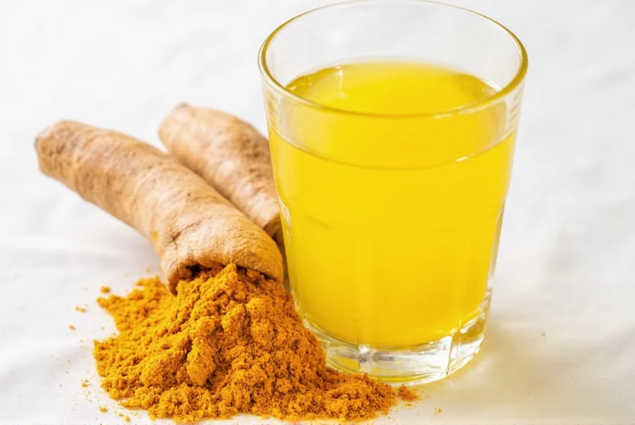 Turmeric water ingredients including fresh ginger and lemon slices