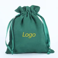 

Small Printing Logo Cotton Velvet Drawstring Jewelry Pouch Bags For Bracelet