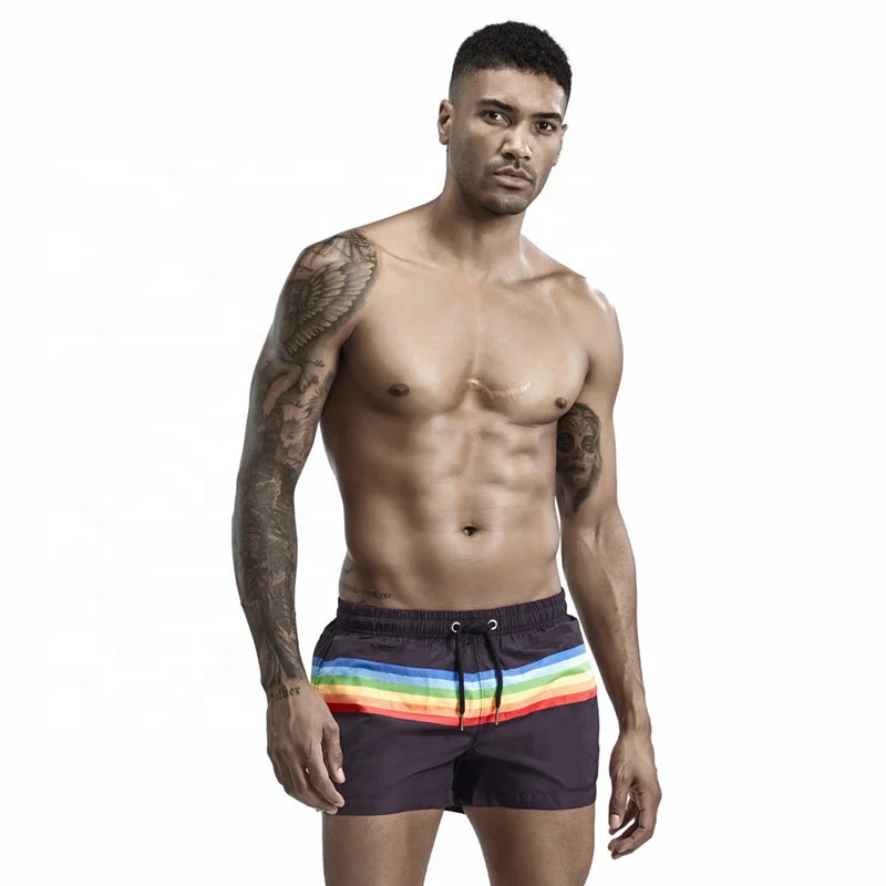 

2020 new product quick dry surfing swimming trunk men beach shorts rainbow printed swimwear men household shorts
