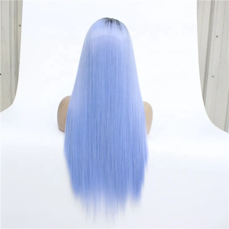 

Fashion Silky Straight Ombre Color T1B/Blue Synthetic Lace Front Wig, Pic showed