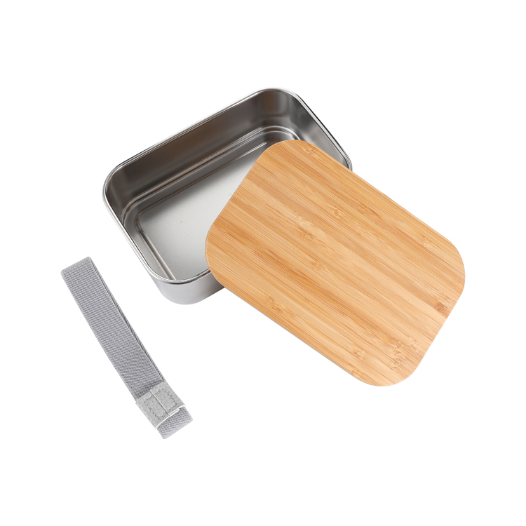 

Leakproof stainless steel vacuum ceramic lunchbox wooden bento lunch box storage with bamboo lid, Customized color