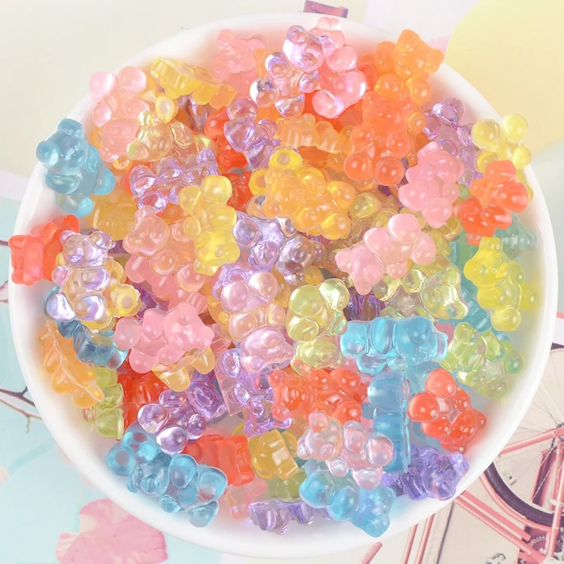 

Paso Sico Hot Selling Kawaii Pieces 11*17mm Simulation Gummy Bear Nail Art Resin Accessories Nail Art Charms DIY