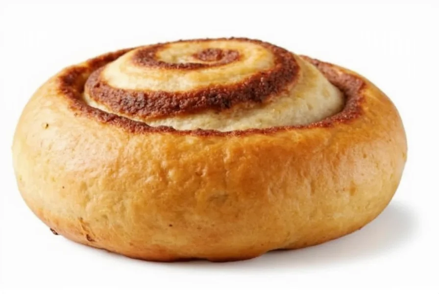 Homemade cinnamon roll similar to Panera Bread version showing layered dough and frosting