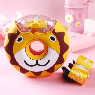 

380ml Cartoon Tritan Water Bottle for Kids BPA Free Creative Cute Donuts Portable Plastic Kettle With Straw Student Water Bottle, Lion