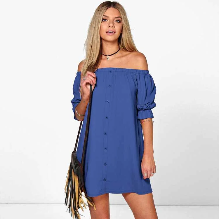 

Fashion tube top skirt One shoulder Single Breasted Slim Fit Sexy Dress Casual Dress Women