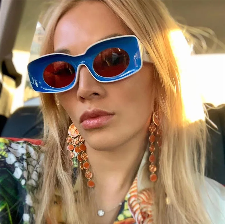 

Sunglasses 2021 New Square Hip Hop Sunglasses Women Men Fashion Funny Sun Glasses Unisex Unique Oval Color Eyeglasses UV400