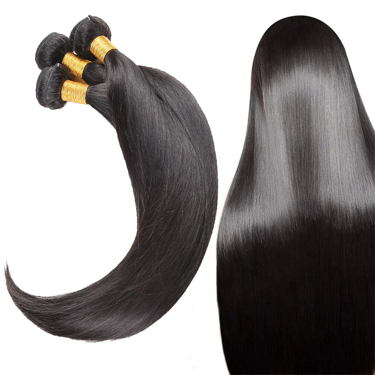 

8A 9A 10A Natural Black Smooth Straight Wave Long Life Span Human Brazilian Hair, Virgin Cuticle Aligned Hair, 1b# natural black